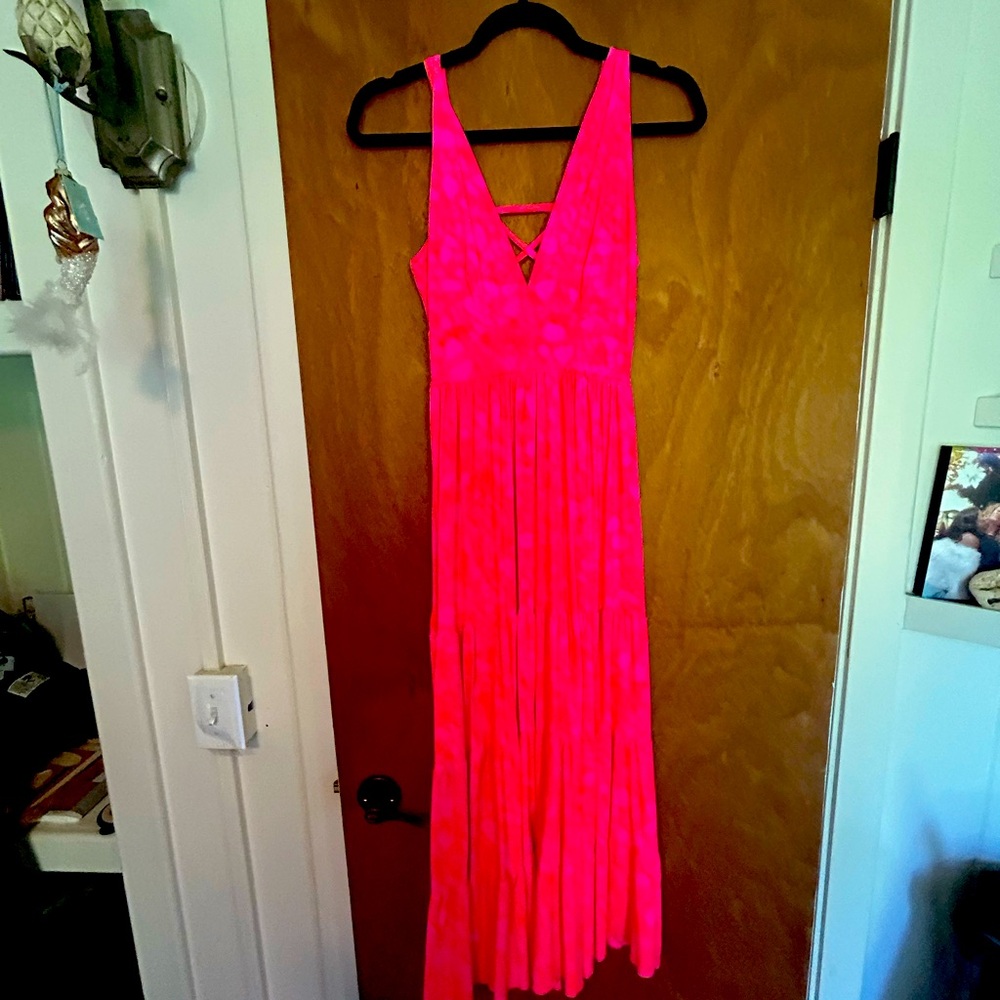 Hot pink and orange cheetah print vacation dress